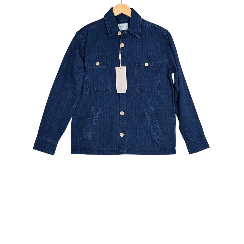 NWT Folk Men's Herrington Wash Herringbone Twill 4Pkt Jacket Indigo Small
